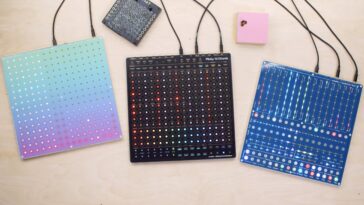 Plinky 12 is a versatile touch synthesizer featuring three interchangeable faceplates for various musical perspectives.]