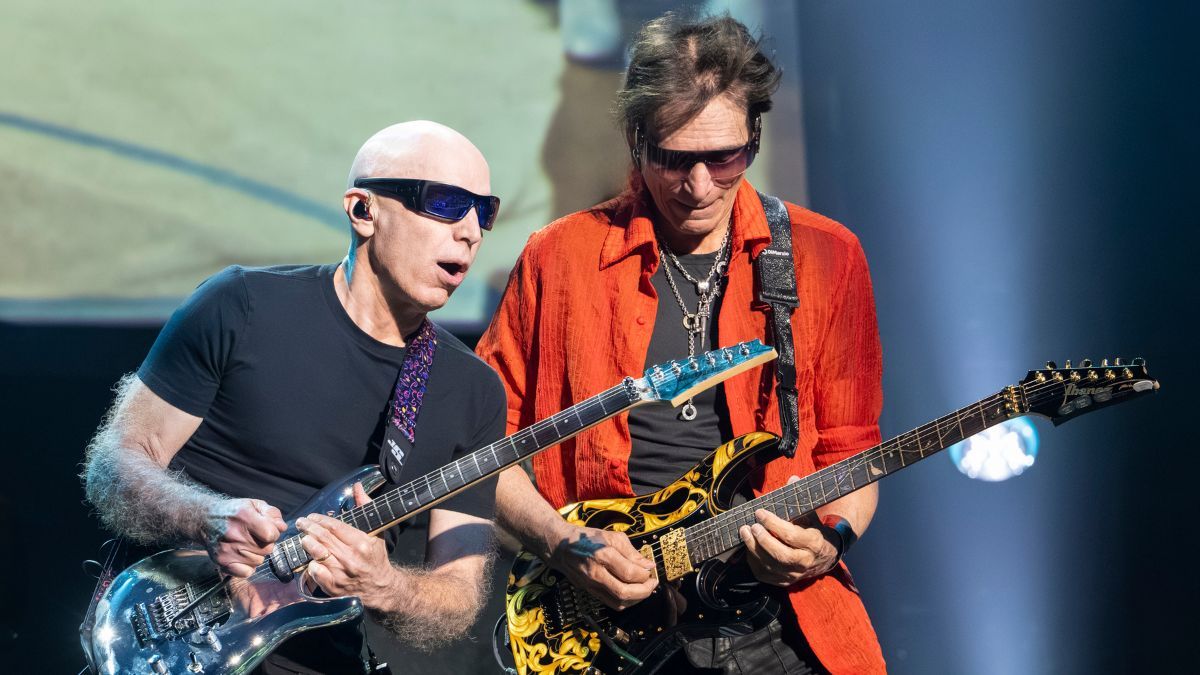 Steve Vai, Joe Satriani, and Pete Thorn Showcase Guitar Solos on Led Zeppelin Classic at Recent SatchVai Band Concert]