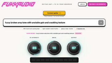 This site allows guitarists to customize their sound using text commands.]