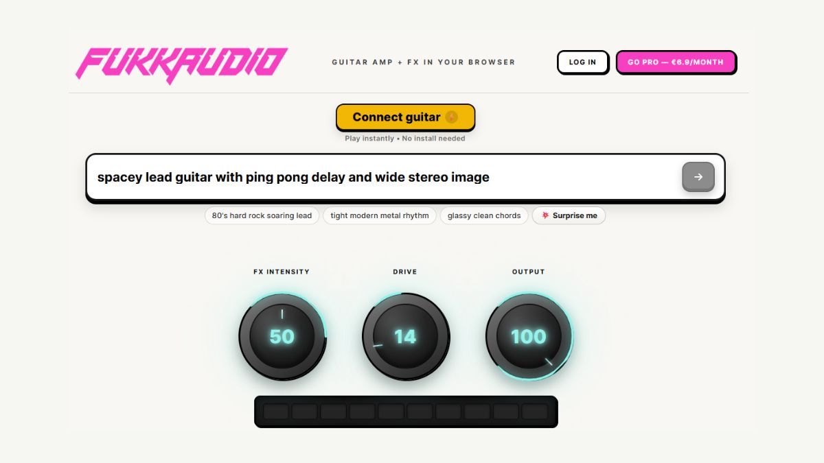 Web-based AMP generator produces sounds from user prompts.]