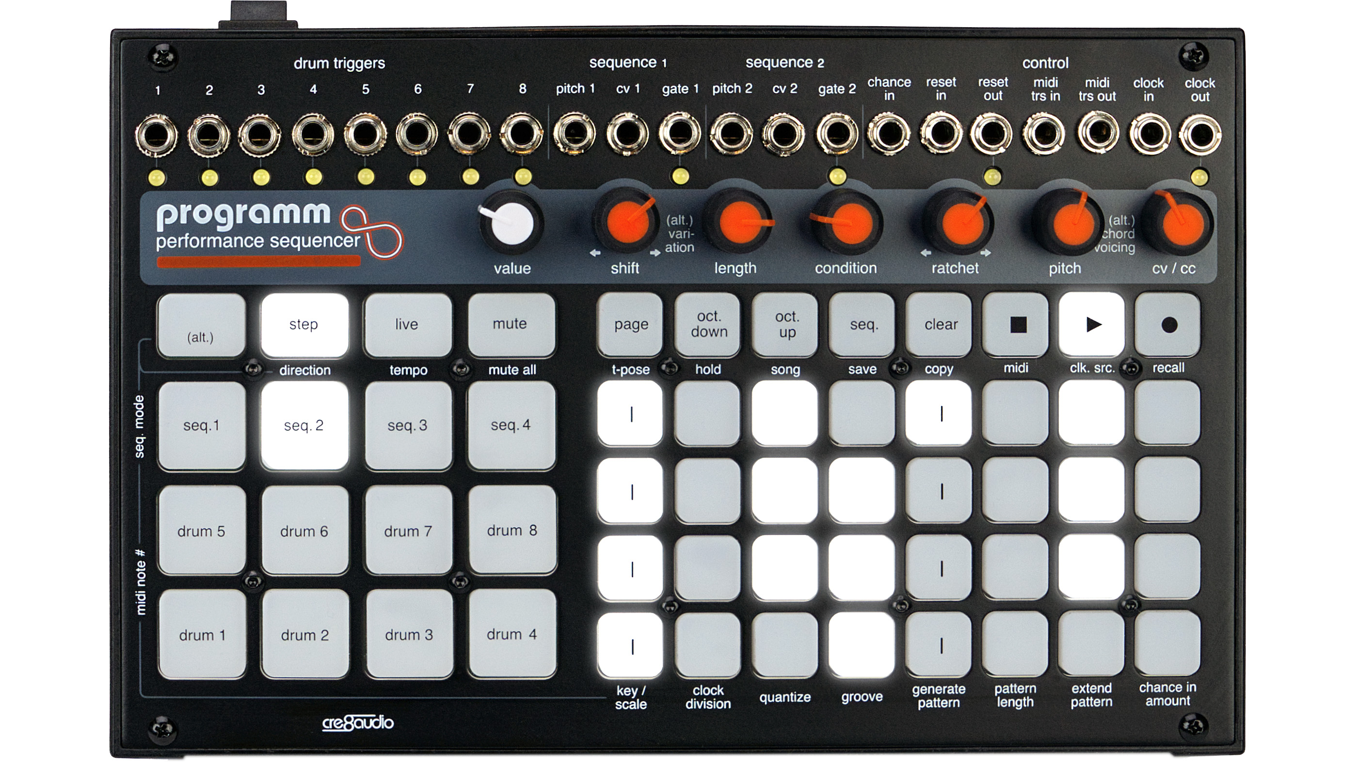 Cre8audio Programm top panel