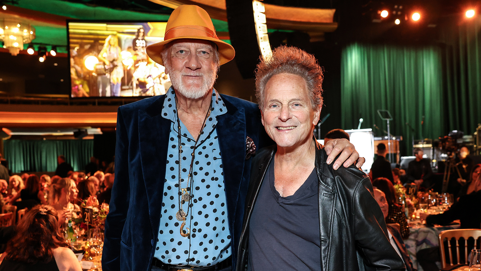 Mick Fleetwood and Lindsey Buckingham attend the 6th Jam For Janie Grammy Awards Viewing Party Presented By Live Nation at the Hollywood Palladium on February 02, 2025 in Los Angeles, California.