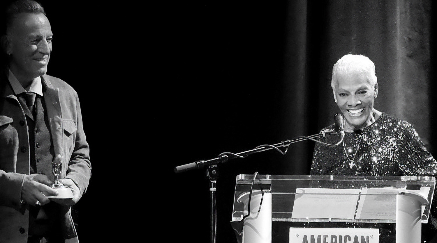 Dionne Warwick speaks at the 2026 American Music Honors as Bruce Springsteen looks on