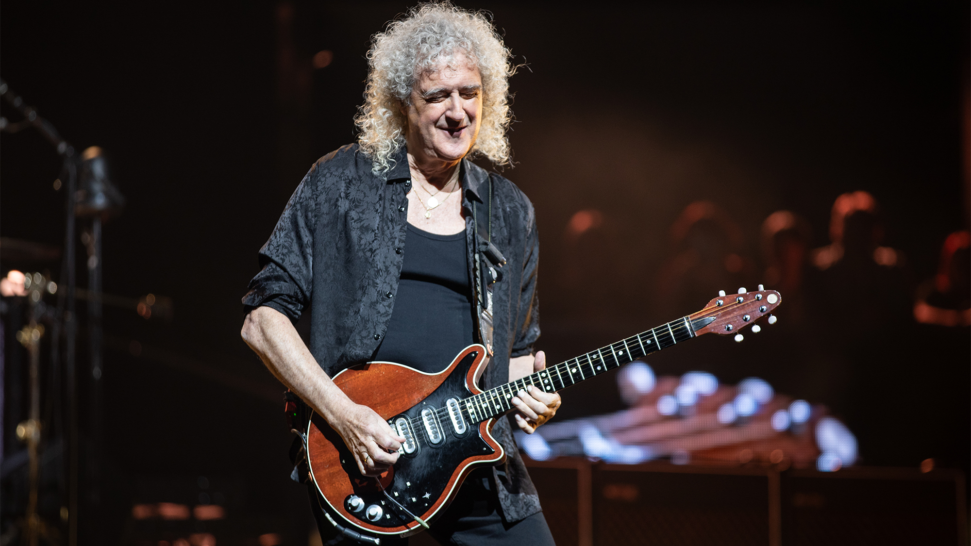 Brian May of Queen performs at Chase Center on November 08, 2023 in San Francisco, California.
