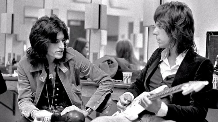 “During the '70s, he joined us to perform 'Train Kept A-Rollin'. It was incredible, although I felt intimidated by his presence. He's a genius—like Mozart!”: Joe Perry honors his guitar legends Jimmy Page and Jeff Beck.]