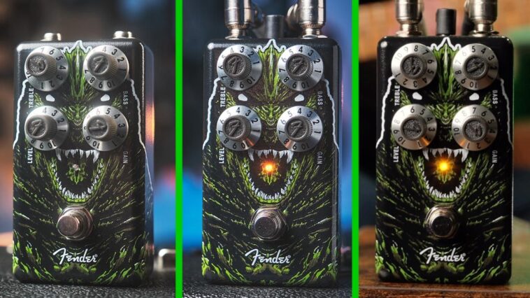 Fender introduces the Godzilla Distortion pedal.]