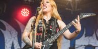 The metal guitar that Prika Amaral of Nervosa Trusts]