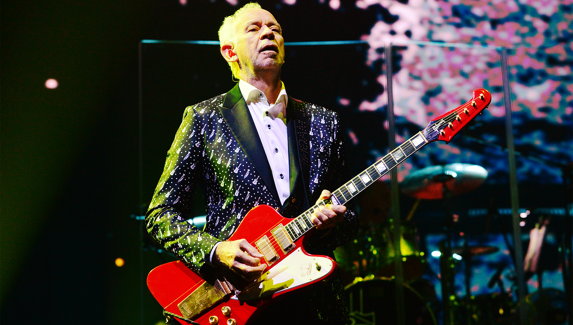 Phil Manzanera of Roxy Music performs on stage at The O2 Arena during their 50th Anniversary Tour, on October 14, 2022 in London, England.