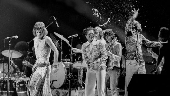 “It’s rather unfair for Stevie.” Mick Jagger recalls the onstage pie fight that ended the Rolling Stones’ 1972 tour with Stevie Wonder