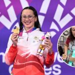 Swimmer uses gold medal as a guitar pick for a Megadeth riff 36 Swimmer uses gold medal as a guitar pick for a Megadeth riff