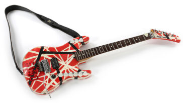 Two Eddie Van Halen guitars with cigarette butts up for auction