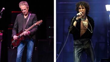 Sombr stumbles over his lyrics but Lindsey Buckingham delivers a blistering guitar solo as they duet on a Fleetwood Mac classic