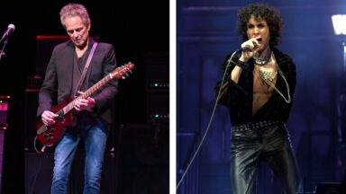Sombr stumbles over his lyrics but Lindsey Buckingham delivers a blistering guitar solo as they duet on a Fleetwood Mac classic